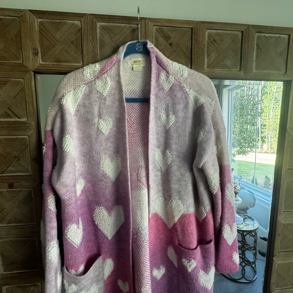 Maeve Pink Ombre Heart Open Cardigan